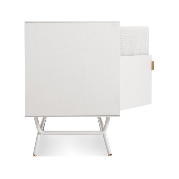 Dang 42" White Perforated Steel TV Stand with Brass Details