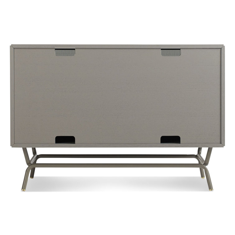 Risk-Averse Gray 48" TV Stand with Brass Details and Cabinet