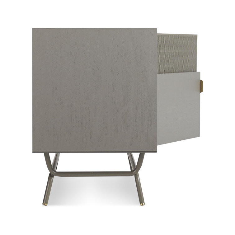 Risk-Averse Gray 48" TV Stand with Brass Details and Cabinet