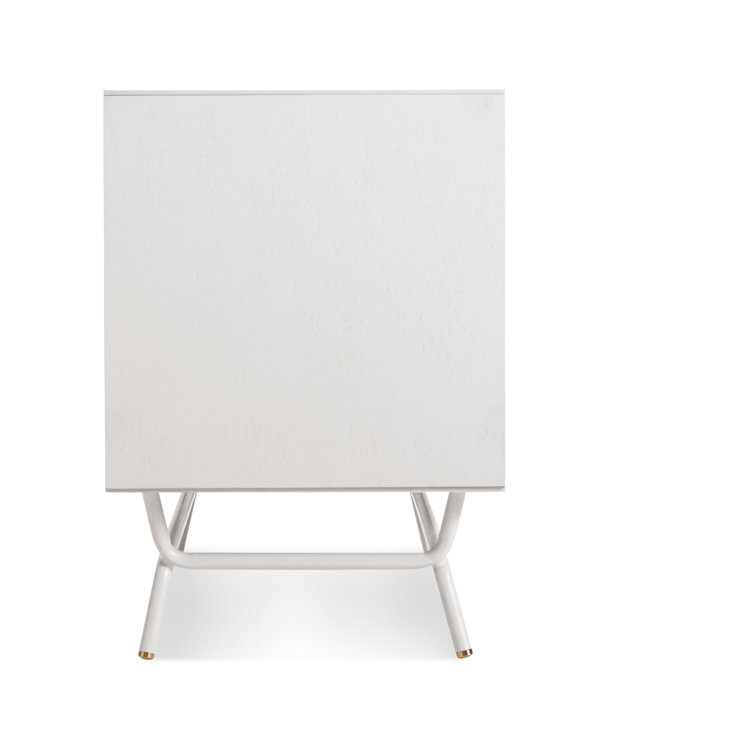 Dang 42" White Perforated Steel TV Stand with Brass Details