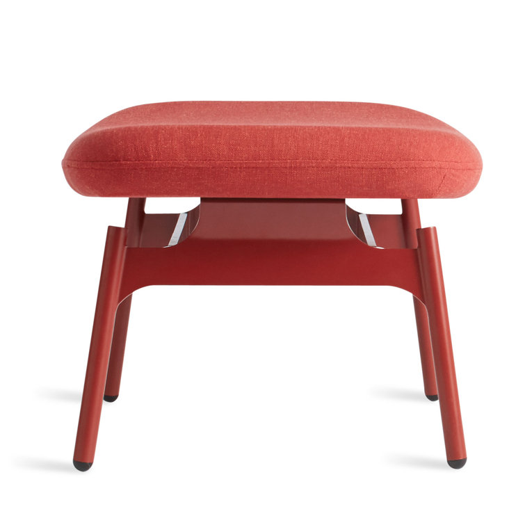 Craig Red Fabric and Steel Field Ottoman