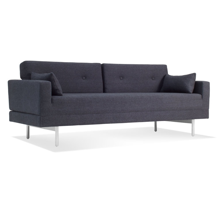 Edwards Navy Queen Sleeper Sofa with Brushed Stainless Steel Legs