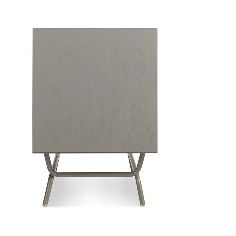 Risk-Averse Gray 48" TV Stand with Brass Details and Cabinet