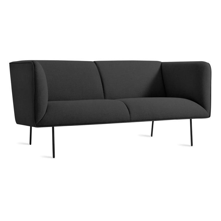 Camel Velvet Tight Back Sofa with Blackened Steel Legs