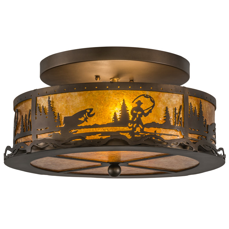 Copper Gleam 2-Light Indoor/Outdoor Flush Mount with Glass Shade