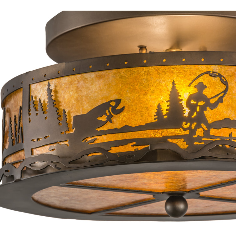 Copper Gleam 2-Light Indoor/Outdoor Flush Mount with Glass Shade