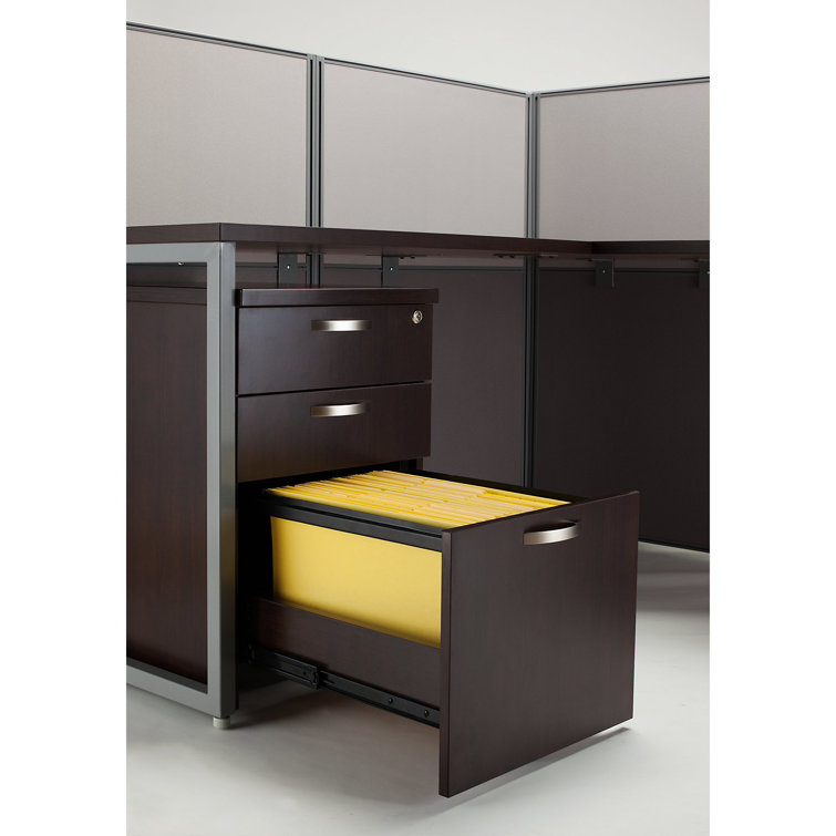 Mocha Cherry Compact 3-Drawer Mobile Legal File Cabinet