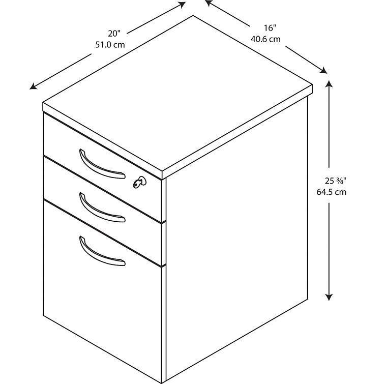 Mocha Cherry Compact 3-Drawer Mobile Legal File Cabinet