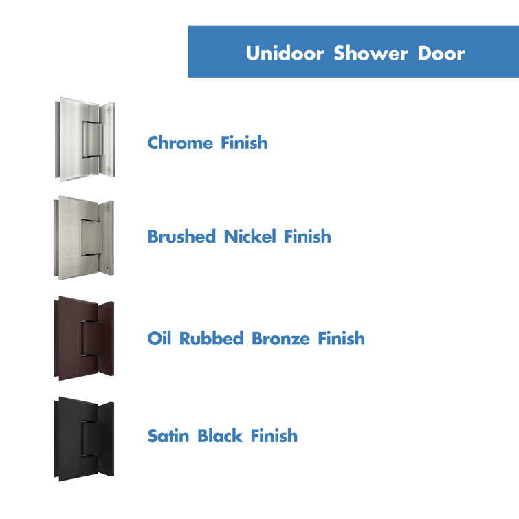 Unidoor Plus 61" Frameless Clear Glass Hinged Shower Door