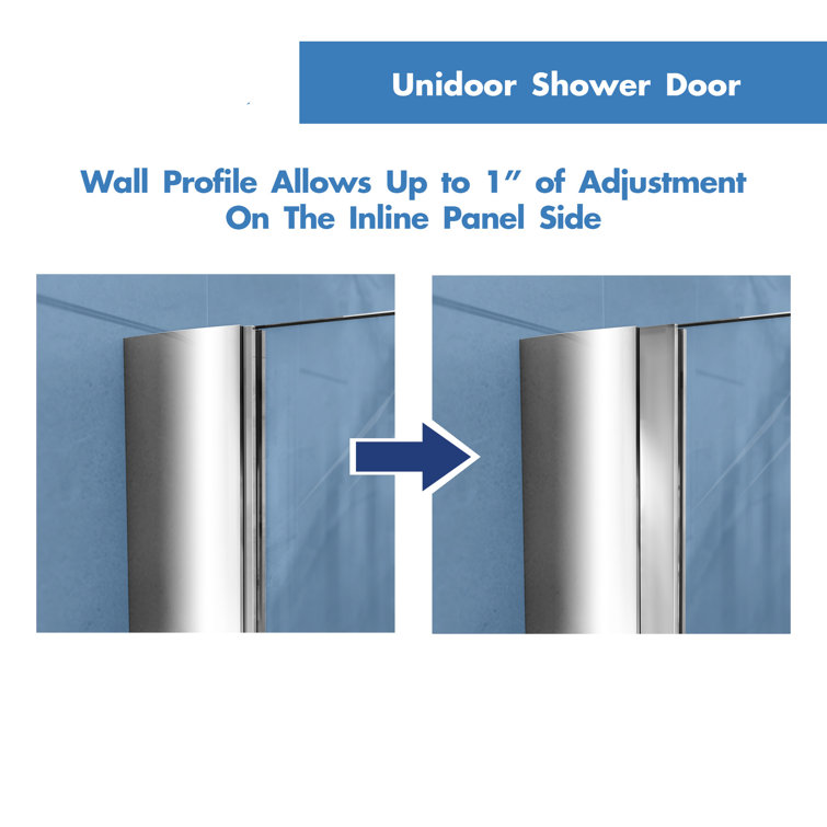 Black Frameless Hinged Shower Door with Clear Glass, 61" x 72"