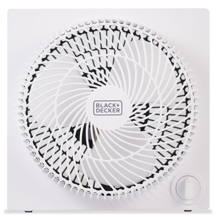 Sleek Frameless 9" White Box Fan with Remote Control, 3-Speed