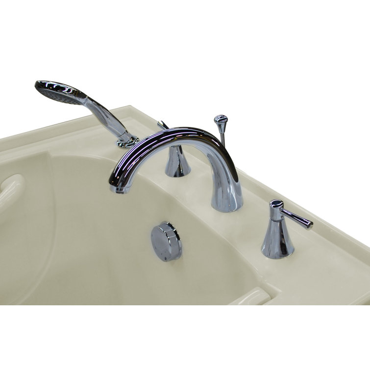 Biscuit Fiberglass Walk-In Soaking Bathtub with Right Drain
