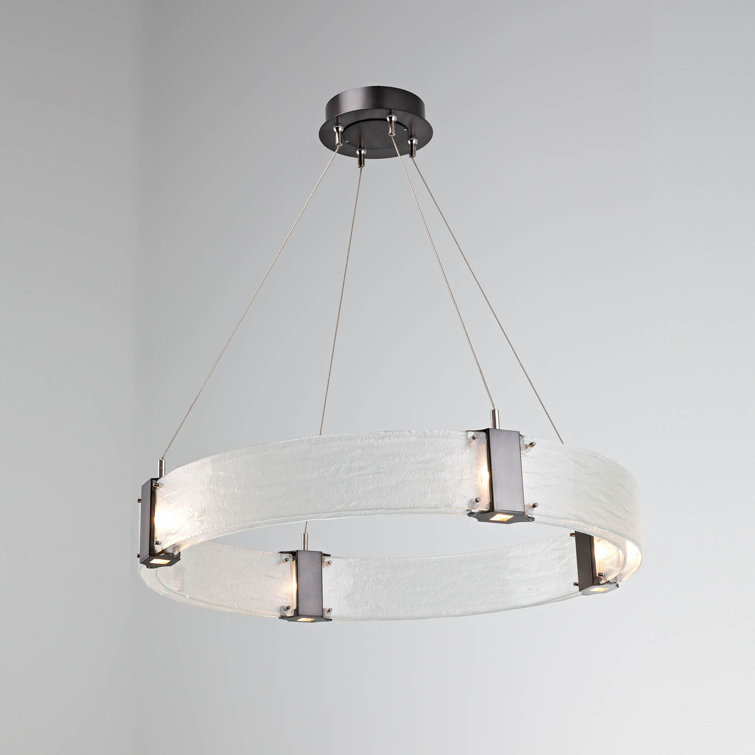 Ethereal Glow 32'' Crystal LED Chandelier in Metallic Beige Silver