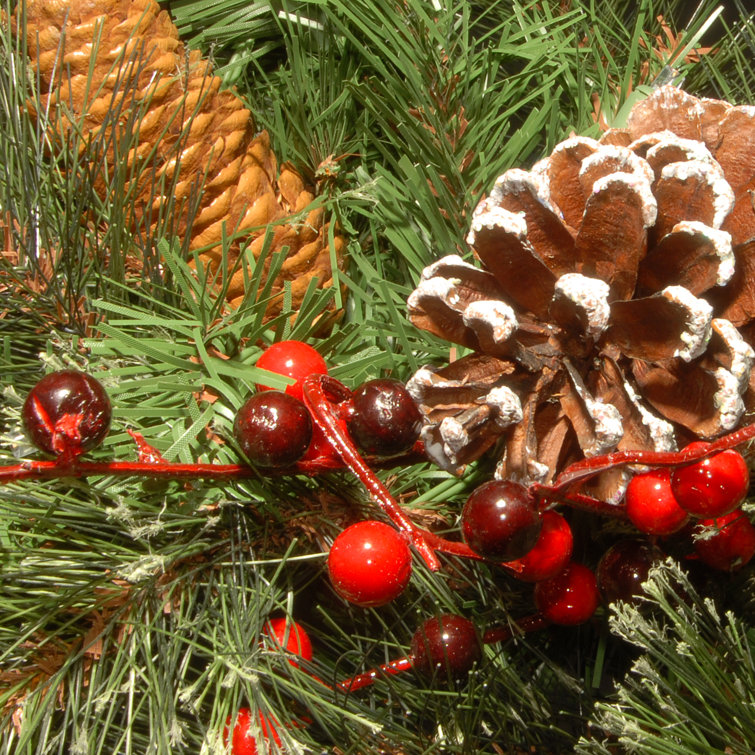 30" Red Tartan Plaid Christmas Wreath with LED Lights