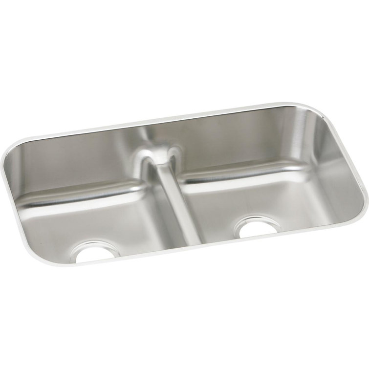 Lustrous Satin Stainless Steel Double Basin Undermount Sink