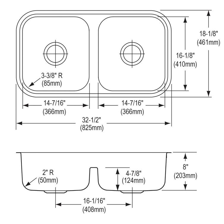 Lustrous Satin Stainless Steel Double Basin Undermount Sink