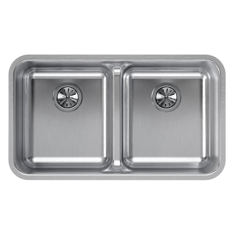 Lustrous Satin Stainless Steel Double Basin Undermount Sink