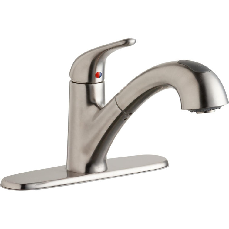 Lustrous Steel Single Handle Kitchen Faucet with Pull-out Spray