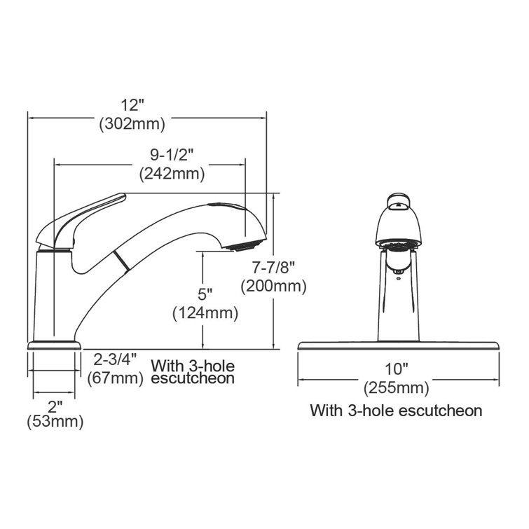 Lustrous Steel Single Handle Kitchen Faucet with Pull-out Spray