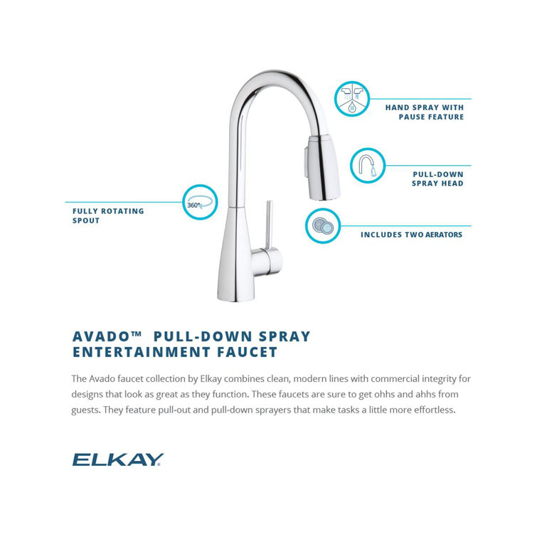 Chrome Single Lever Pull-Down Spray Bar Faucet