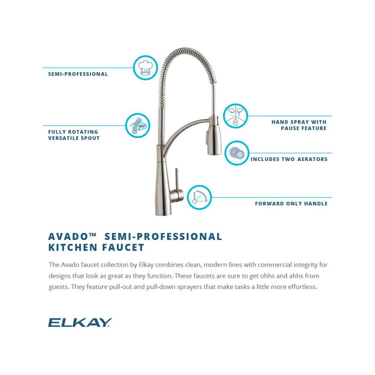 Lustrous Steel Pull-Down Single Handle Kitchen Faucet