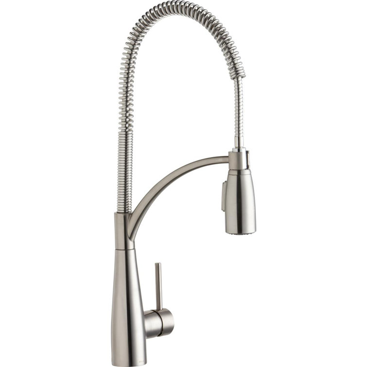 Lustrous Steel Pull-Down Single Handle Kitchen Faucet