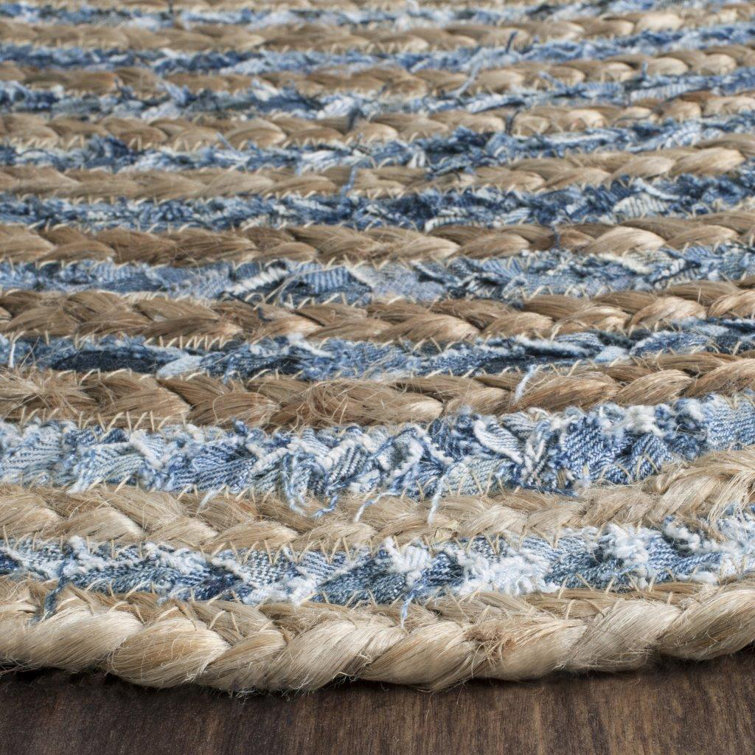 Cape Cod Blue and Natural Oval Jute Area Rug 3' x 5'