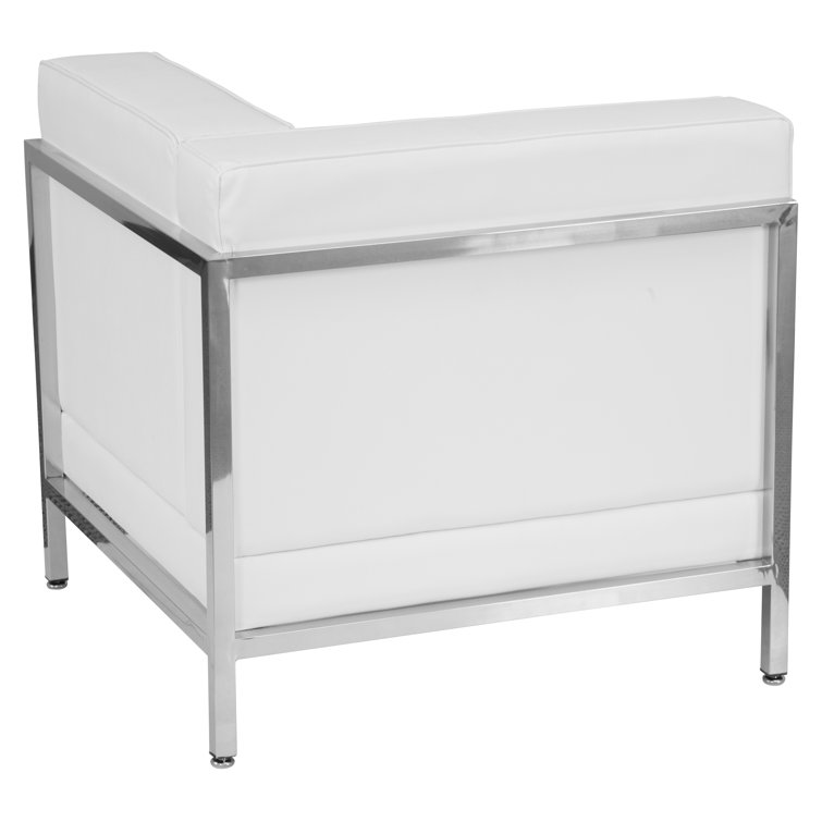 Melrose White LeatherSoft Modular Corner Chair with Stainless Frame