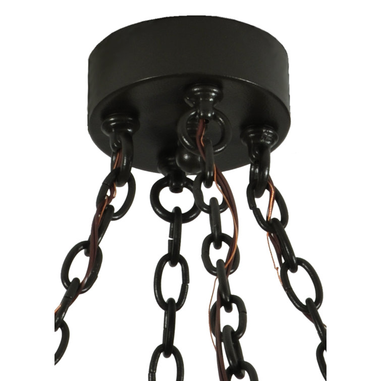 Loxley Bronze 12-Light Seeded Glass Wagon Wheel Chandelier