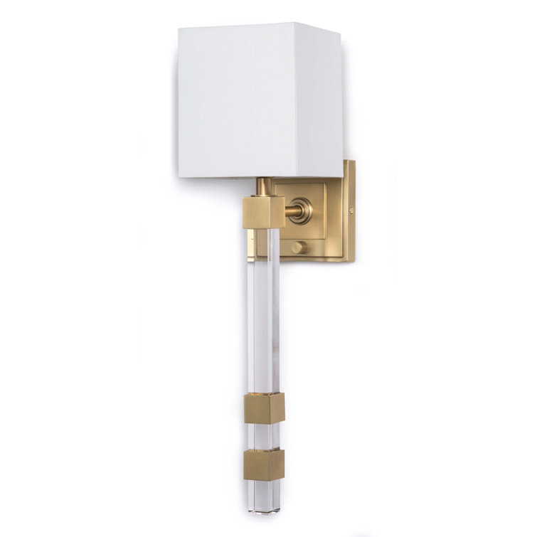 Metro Natural Brass 1-Light Sconce with Linen Shade