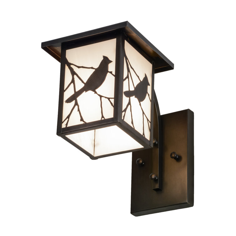 Craftsman Brown Solid Brass Bird Lantern Sconce