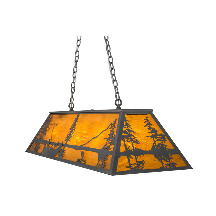 Rustic Amber Glass Fisherman Island Pendant Light