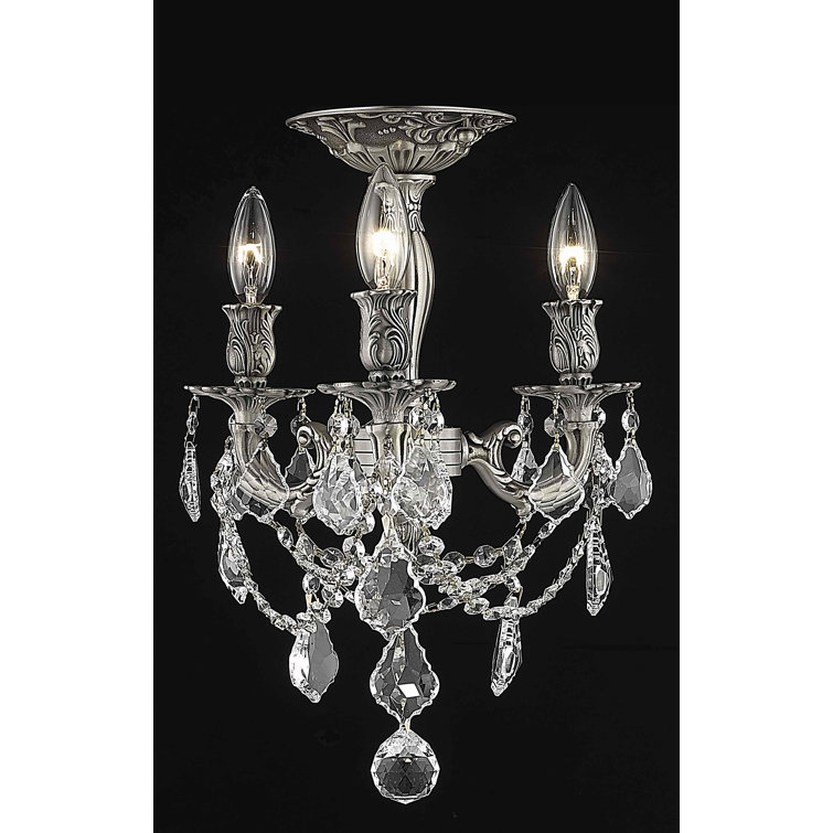 Pewter Royal Cut Crystal Flush Mount Chandelier