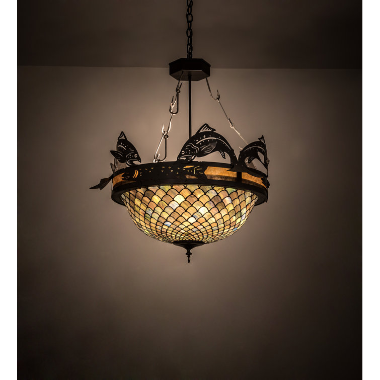 Catch of the Day 54" Bronze Fishscale Inverted LED Pendant