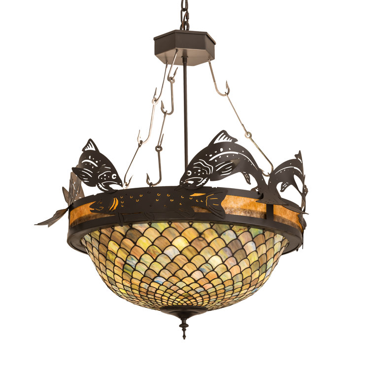 Catch of the Day 54" Bronze Fishscale Inverted LED Pendant