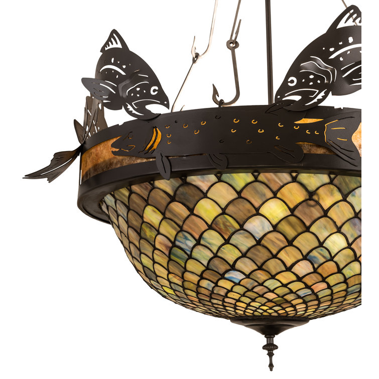 Catch of the Day 54" Bronze Fishscale Inverted LED Pendant