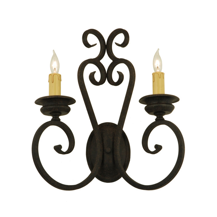 Fernando 18" Brown Iron 2-Light Candle Wall Sconce