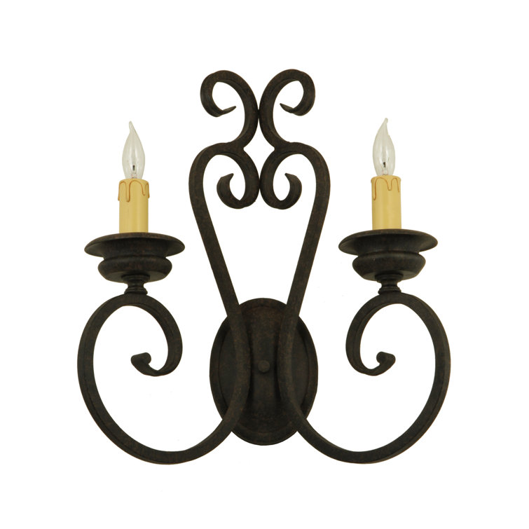 Fernando 18" Brown Iron 2-Light Candle Wall Sconce