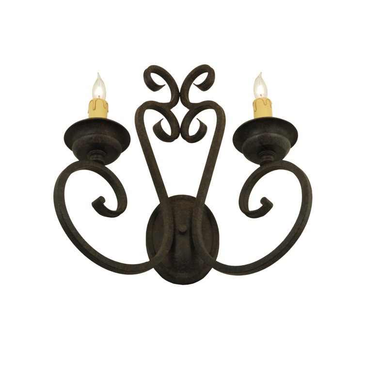 Fernando 18" Brown Iron 2-Light Candle Wall Sconce
