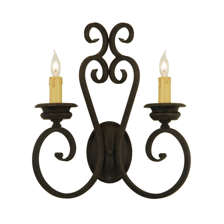 Fernando 18" Brown Iron 2-Light Candle Wall Sconce