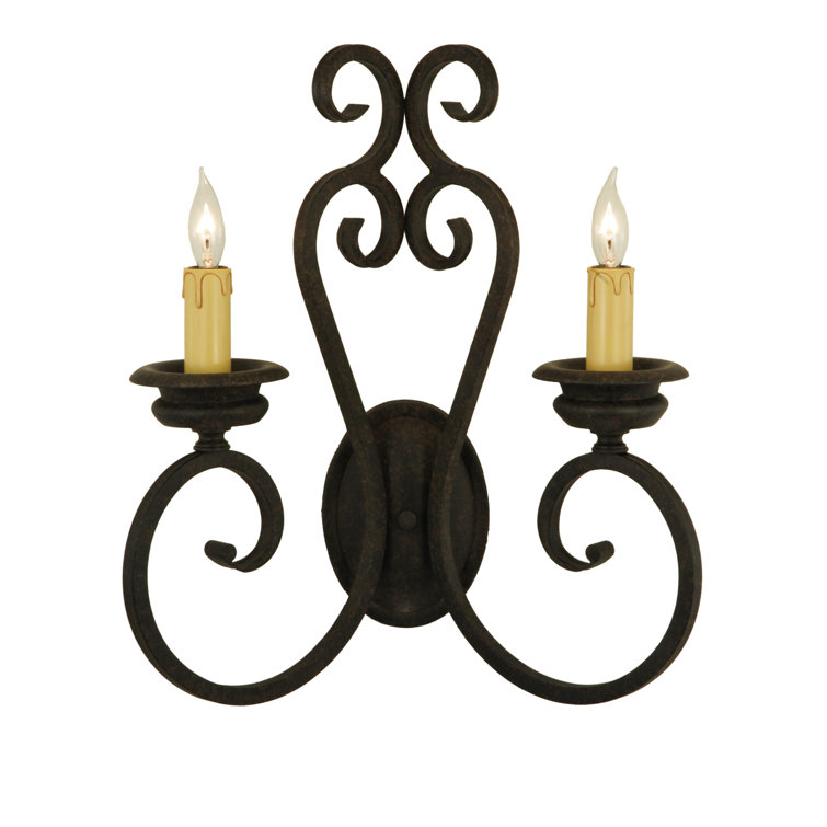 Fernando 18" Brown Iron 2-Light Candle Wall Sconce