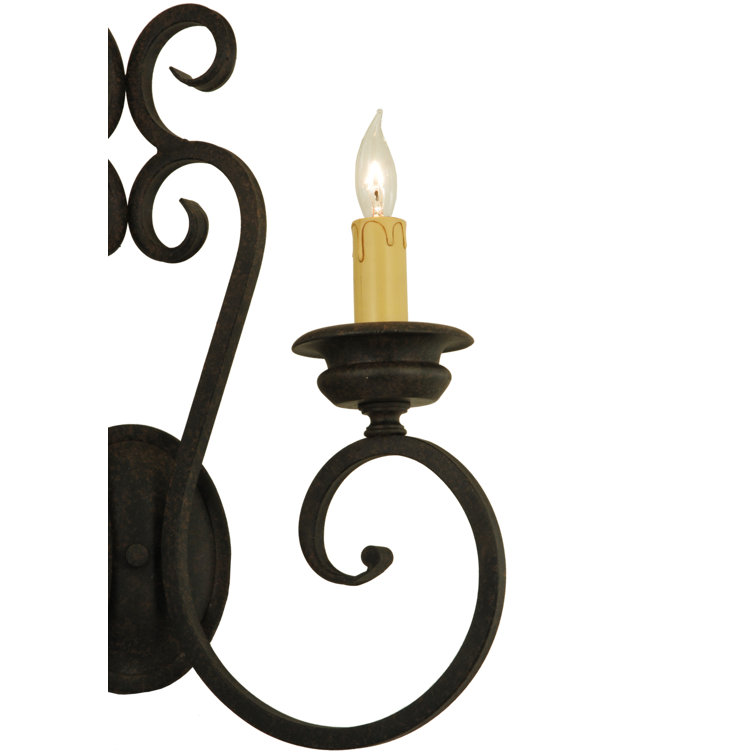 Fernando 18" Brown Iron 2-Light Candle Wall Sconce