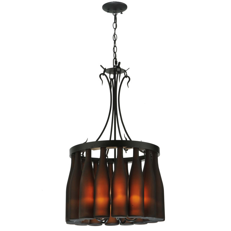 Tuscan Vineyard Black 5-Light Wine Bottle Chandelier