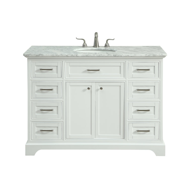 Americana 48" White Wood Single Bathroom Vanity with Marble Top