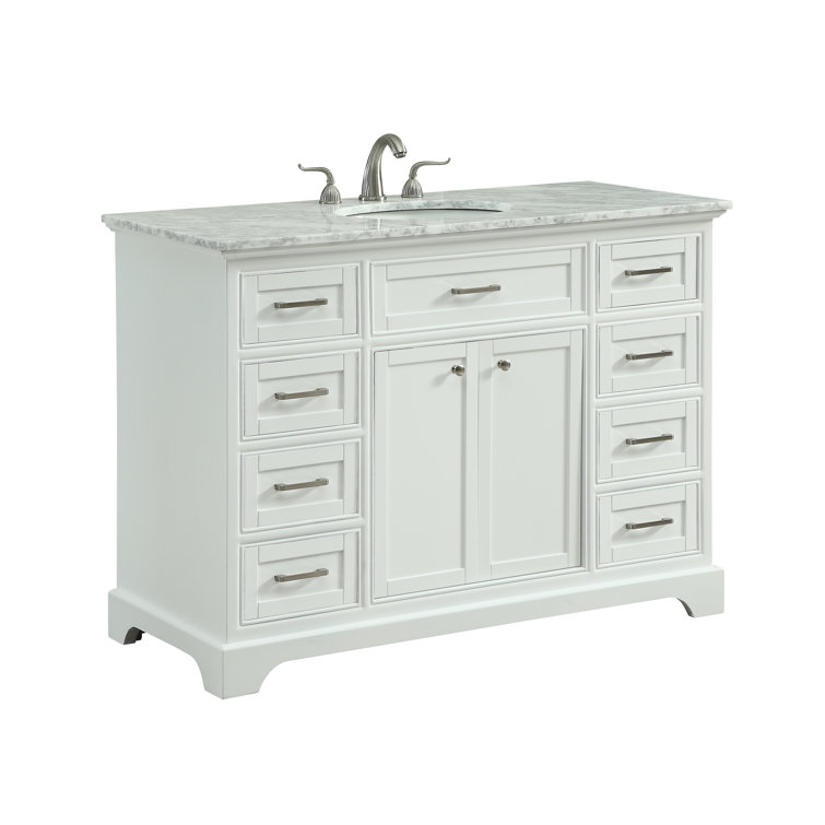 Americana 48" White Wood Single Bathroom Vanity with Marble Top