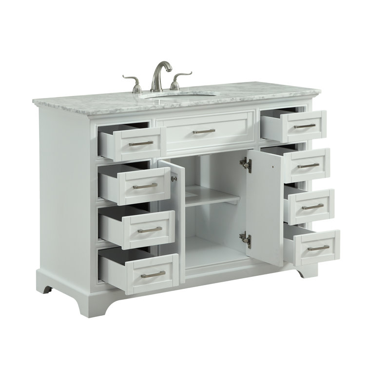 Americana 48" White Wood Single Bathroom Vanity with Marble Top
