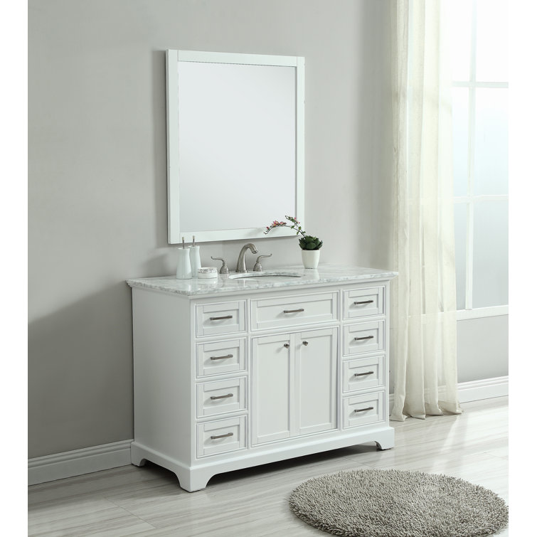 Americana 48" White Wood Single Bathroom Vanity with Marble Top