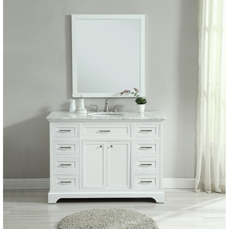 Americana 48" White Wood Single Bathroom Vanity with Marble Top
