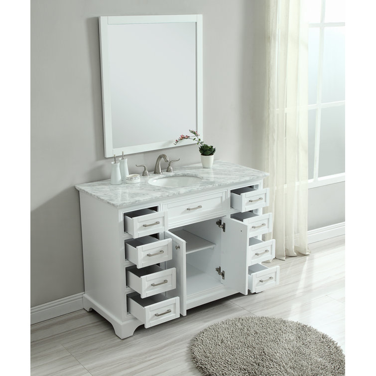 Americana 48" White Wood Single Bathroom Vanity with Marble Top