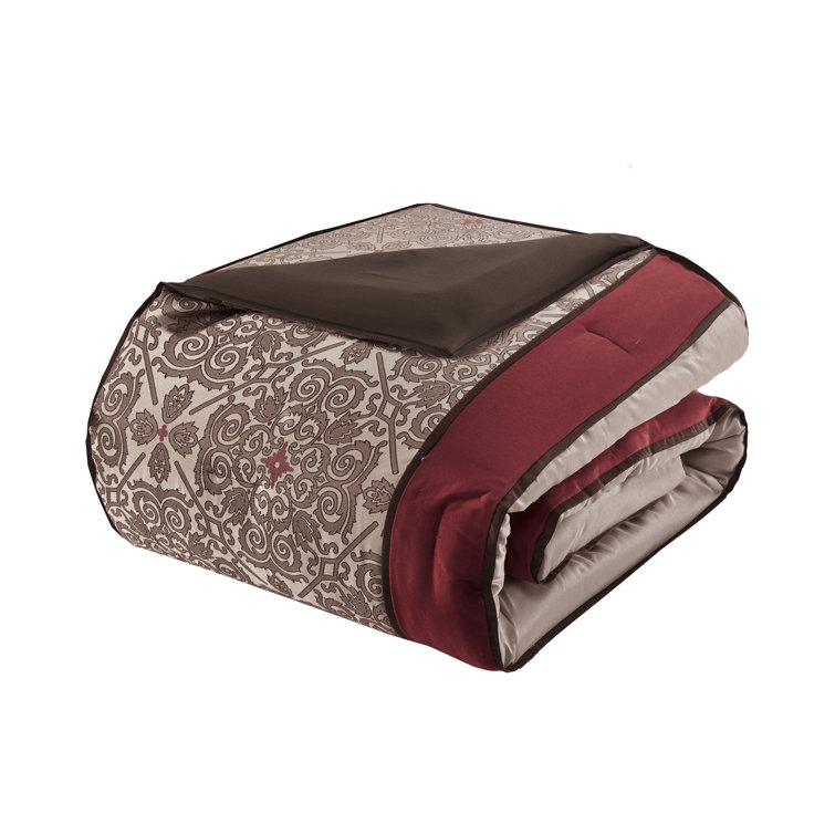 Red Jacquard Queen 24-Piece Microfiber Bedding Set